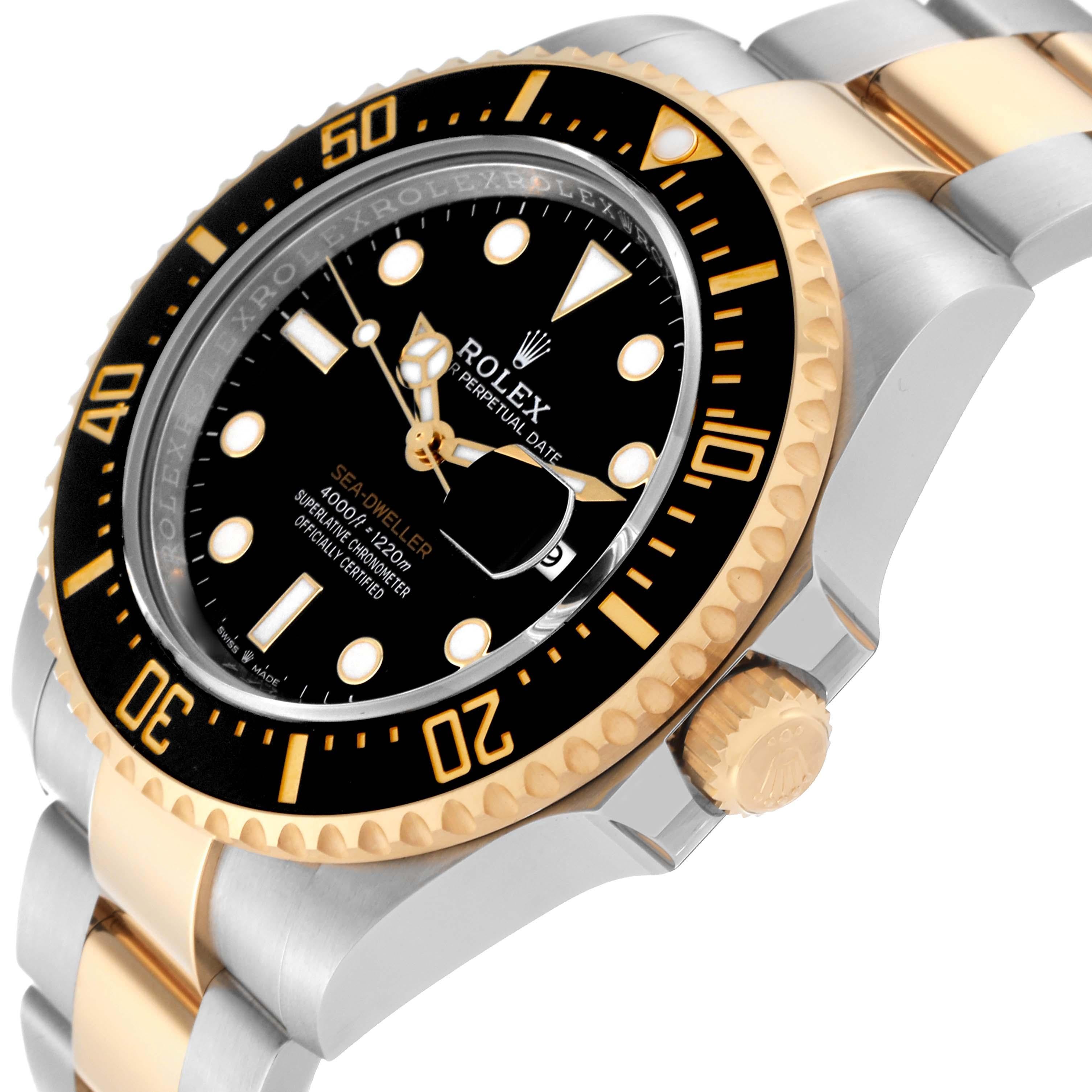 Rolex Seadweller Black Dial Steel Yellow Gold Mens Watch 126603 Box Card In Excellent Condition In Atlanta, GA