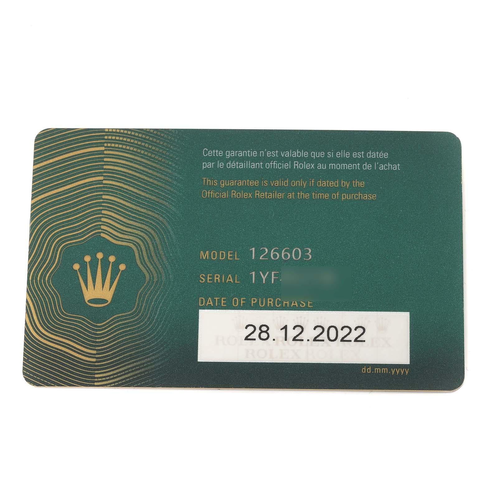 Rolex Seadweller Stahl-Gelbgold-Herrenuhr 126603 Box Card mit schwarzem Zifferblatt 6