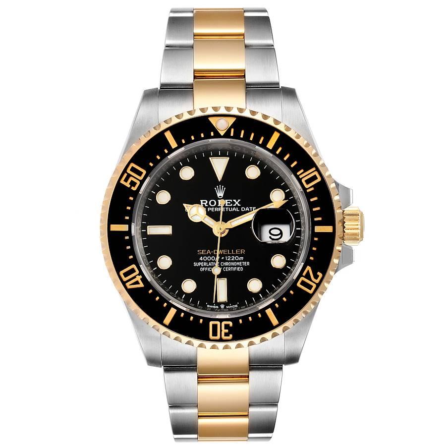 Rolex Seadweller Black Dial Steel Yellow Gold Mens Watch 126603 Unworn. Officially certified chronometer self-winding movement. Stainless steel and 18K yellow gold oyster case 43 mm in diameter. Rolex logo on a crown. Special time-lapse