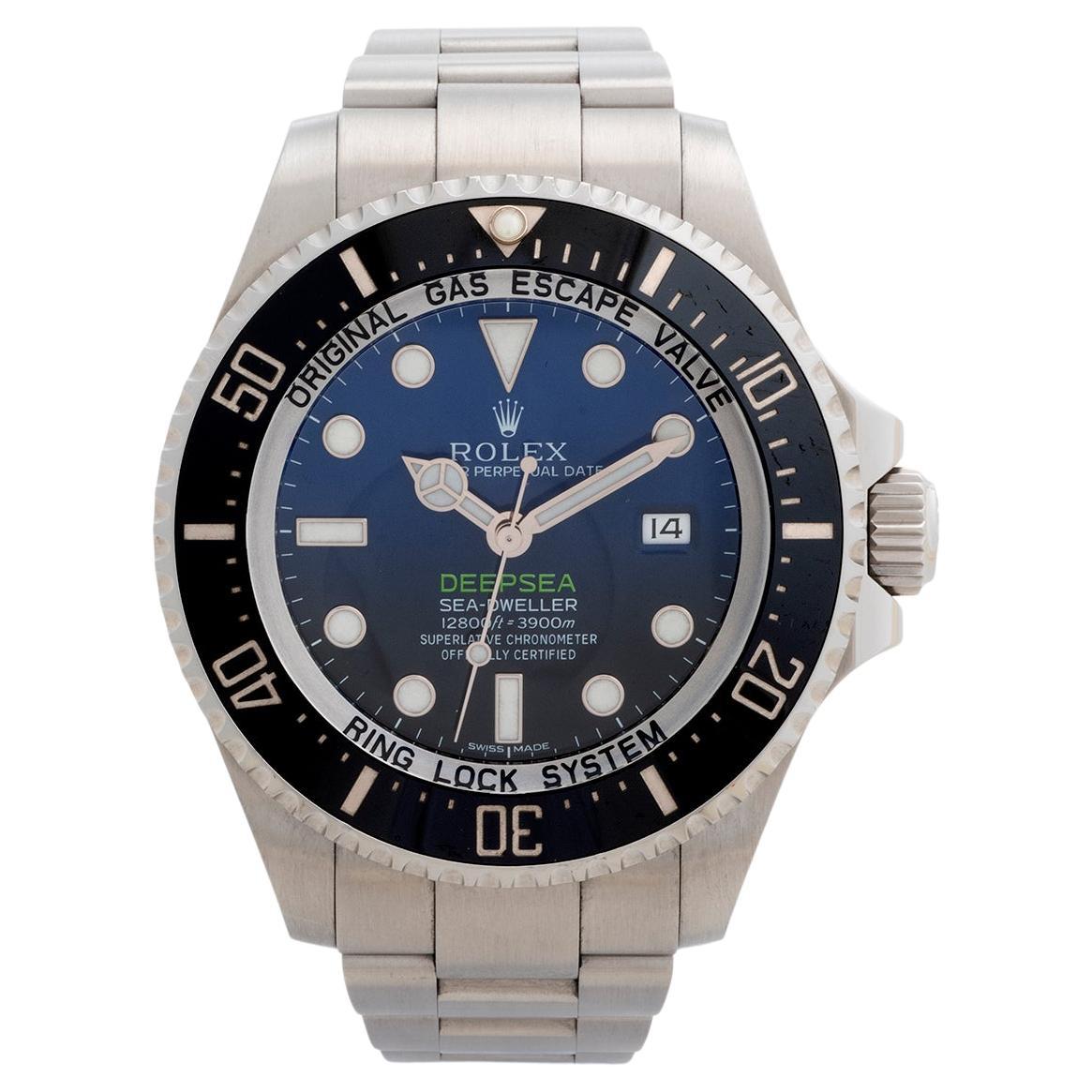Our Rolex Seadweller Deepsea 116660 D Blue aka the James Cameron, features a 44mm stainless steel case with stainless steel bracelet. This example is presented in outstanding condition, unpolished prior to retail and with only light signs of use