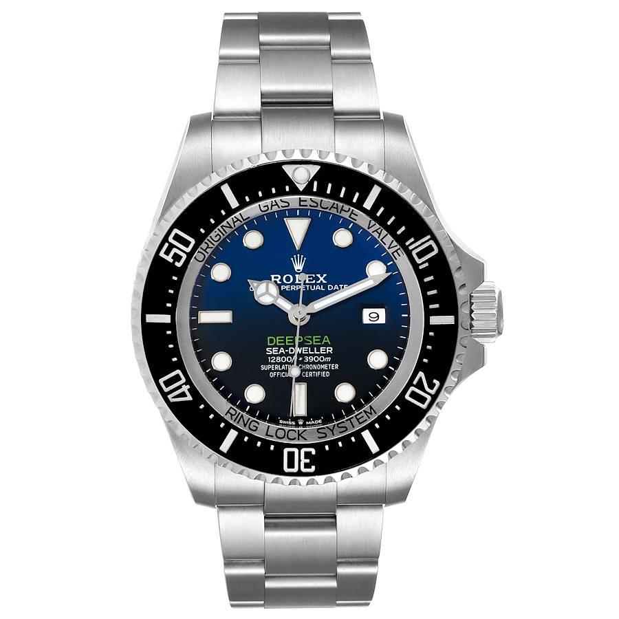 Rolex Seadweller Deepsea 44 Cameron D-Blue Dial Mens Watch 126660 Box Card. Offiziell zertifiziertes Chronometerwerk mit automatischem Aufzug. Oyster-Gehäuse aus Edelstahl mit einem Durchmesser von 44 mm. Rolex-Logo auf einer Krone. Spezielle