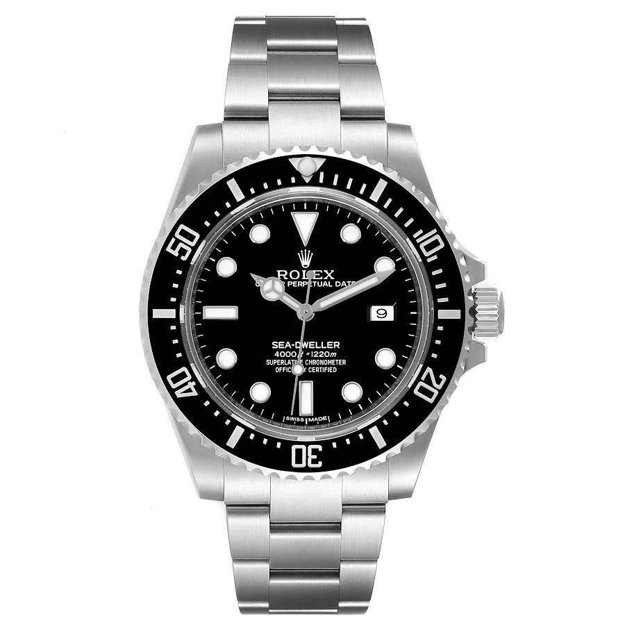 Rolex Seadweller Deepsea Black Dial Ceramic Bezel Mens Watch 116660 Box Card. Officially certified chronometer self-winding movement. Stainless steel oyster case 44.0 mm in diameter. Rolex logo on a crown. Special time-lapse unidirectional rotating