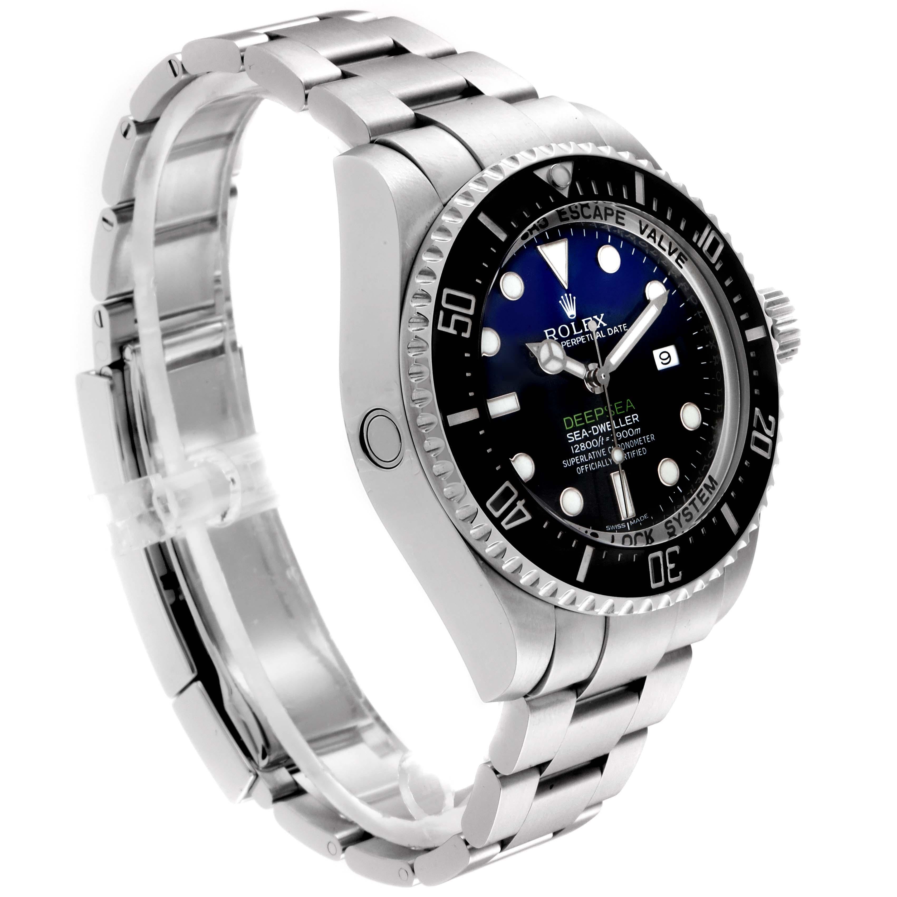 Rolex Seadweller Deepsea Cameron D-Blue Steel Watch 116660 Box Card In Excellent Condition In Atlanta, GA
