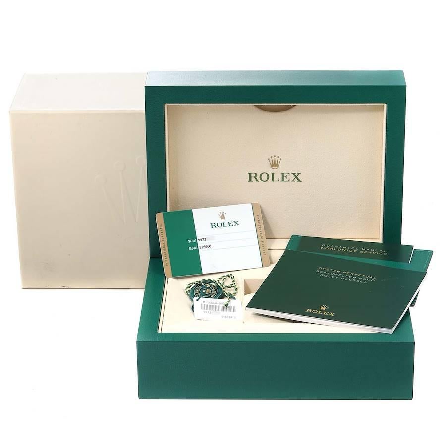 Rolex Seadweller Deepsea Cameron D-Blue Steel Watch 116660 Box Card For Sale 5