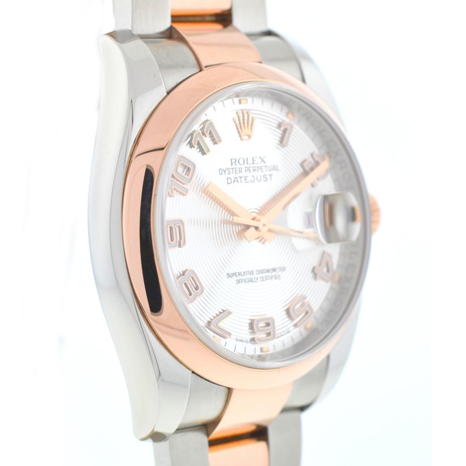 Rolex Silver 116201 Datejust Stainless Steel Rose Gold Watch In Excellent Condition In Boca Raton, FL