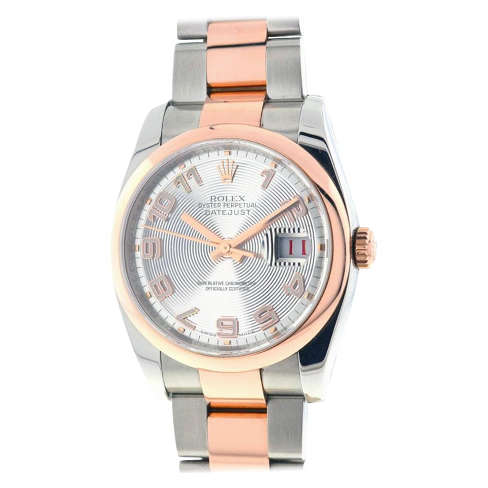 Rolex Silver 116201 Datejust Stainless Steel Rose Gold Watch