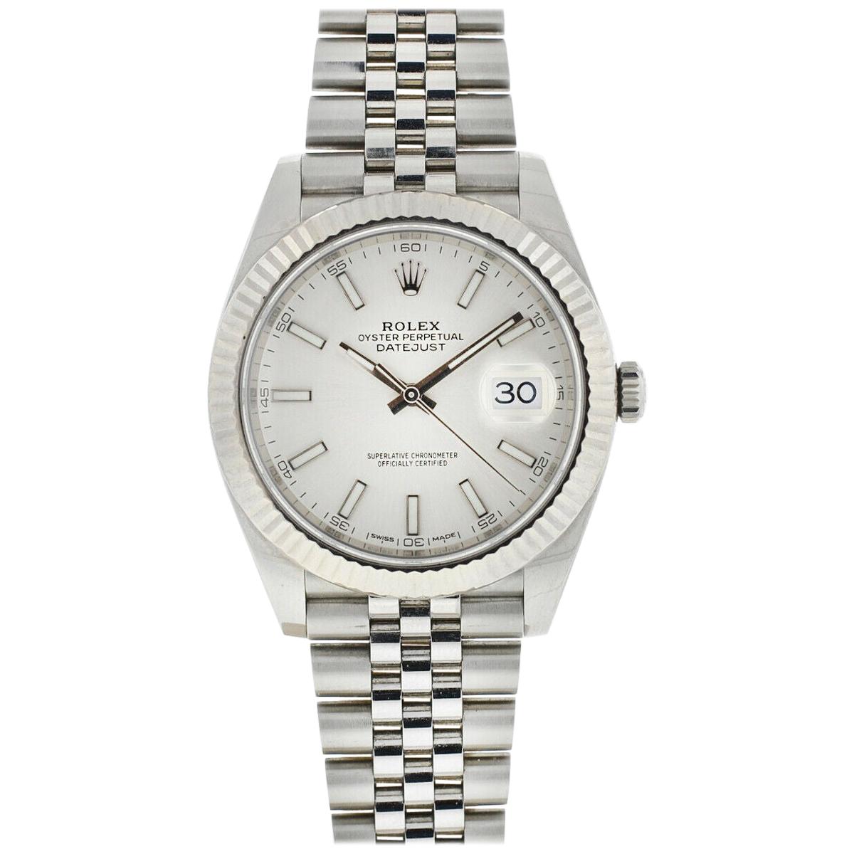 Rolex Silver 126334 Datejust 41 Dial White Gold Jubilee Watch