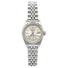 Rolex Silver 18K White Gold And Stainless Steel Datejust 69174 Women's 