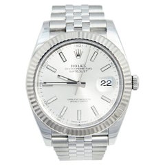 Rolex Silver 18K White Gold And Steel Datejust 126334 Men's Wristwatch 41MM