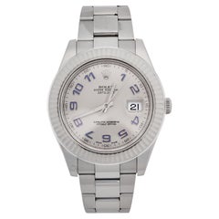 Rolex Silver 18K White Gold Oystersteel Datejust 116334-0001 Men's Wristwatch 41