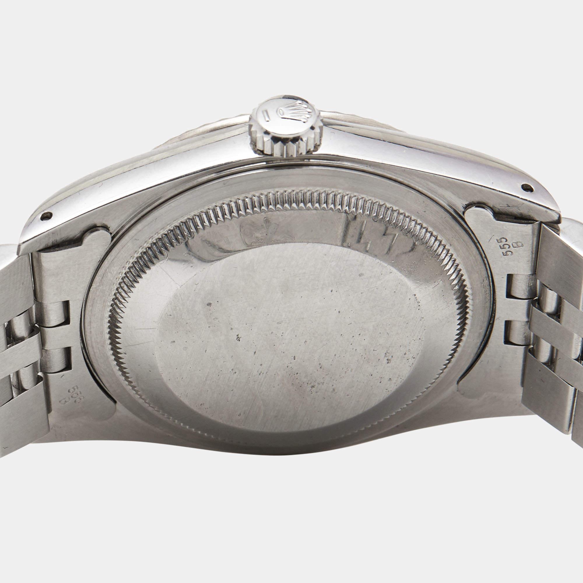 Rolex Silver 18k White Gold Stainless Steel Datejust 16234 Men's Wristwatch 36 m 5