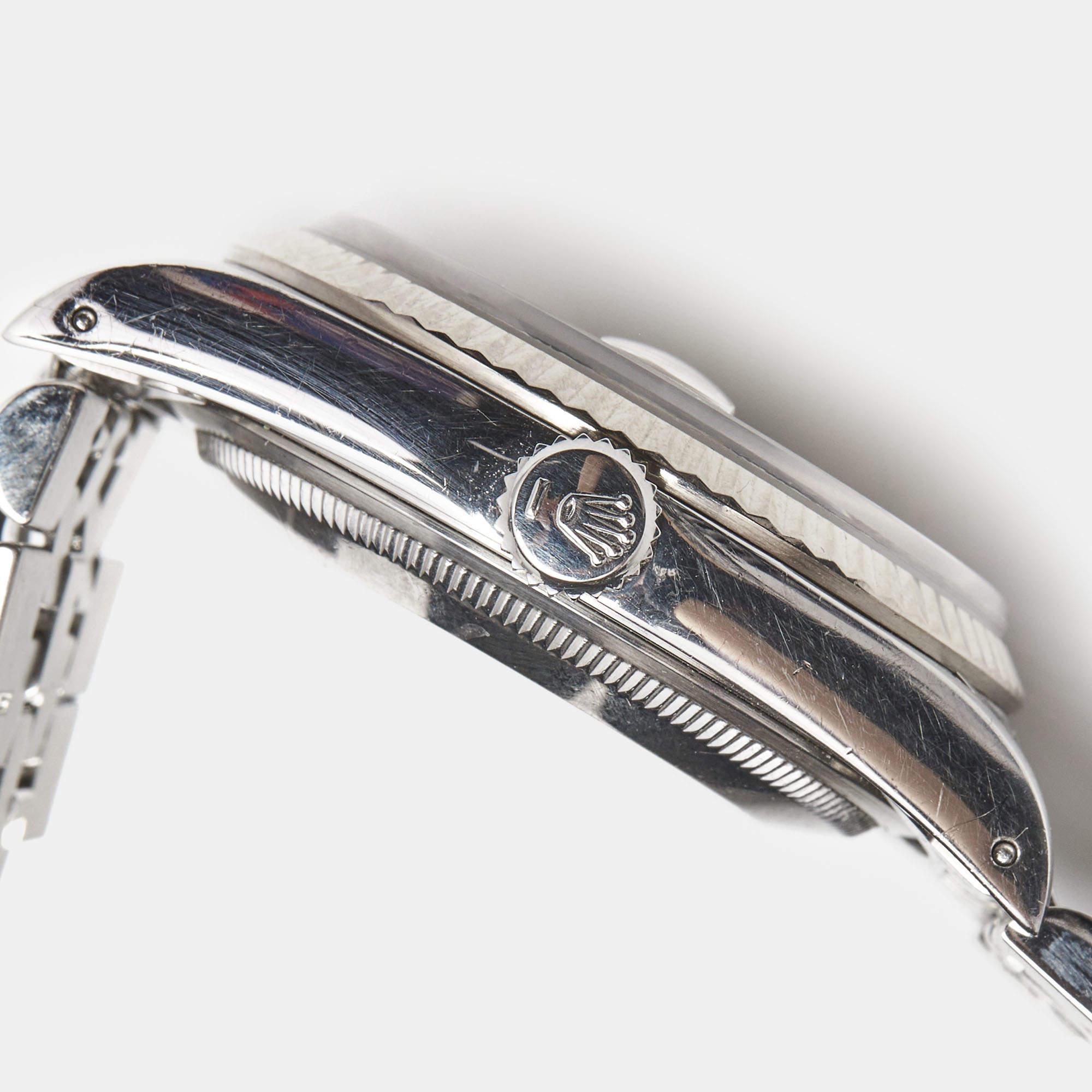 Rolex Silver 18k White Gold Stainless Steel Datejust 16234 Men's Wristwatch 36 m In Fair Condition For Sale In Dubai, Al Qouz 2