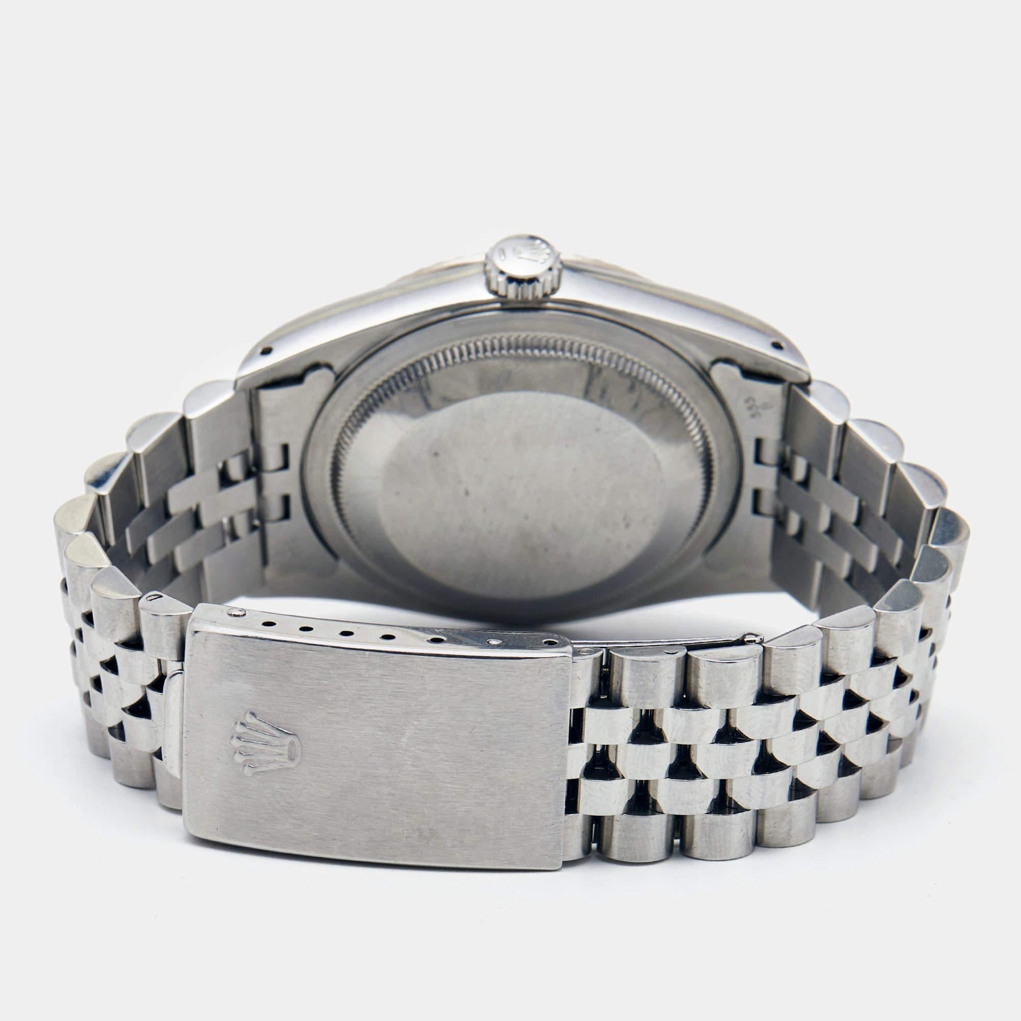 Rolex Silver 18k White Gold Stainless Steel Datejust 16234 Men's Wristwatch 36 m 1