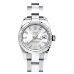 Rolex Silver 18k White Gold Stainless Steel Datejust 179174 Automatic Women