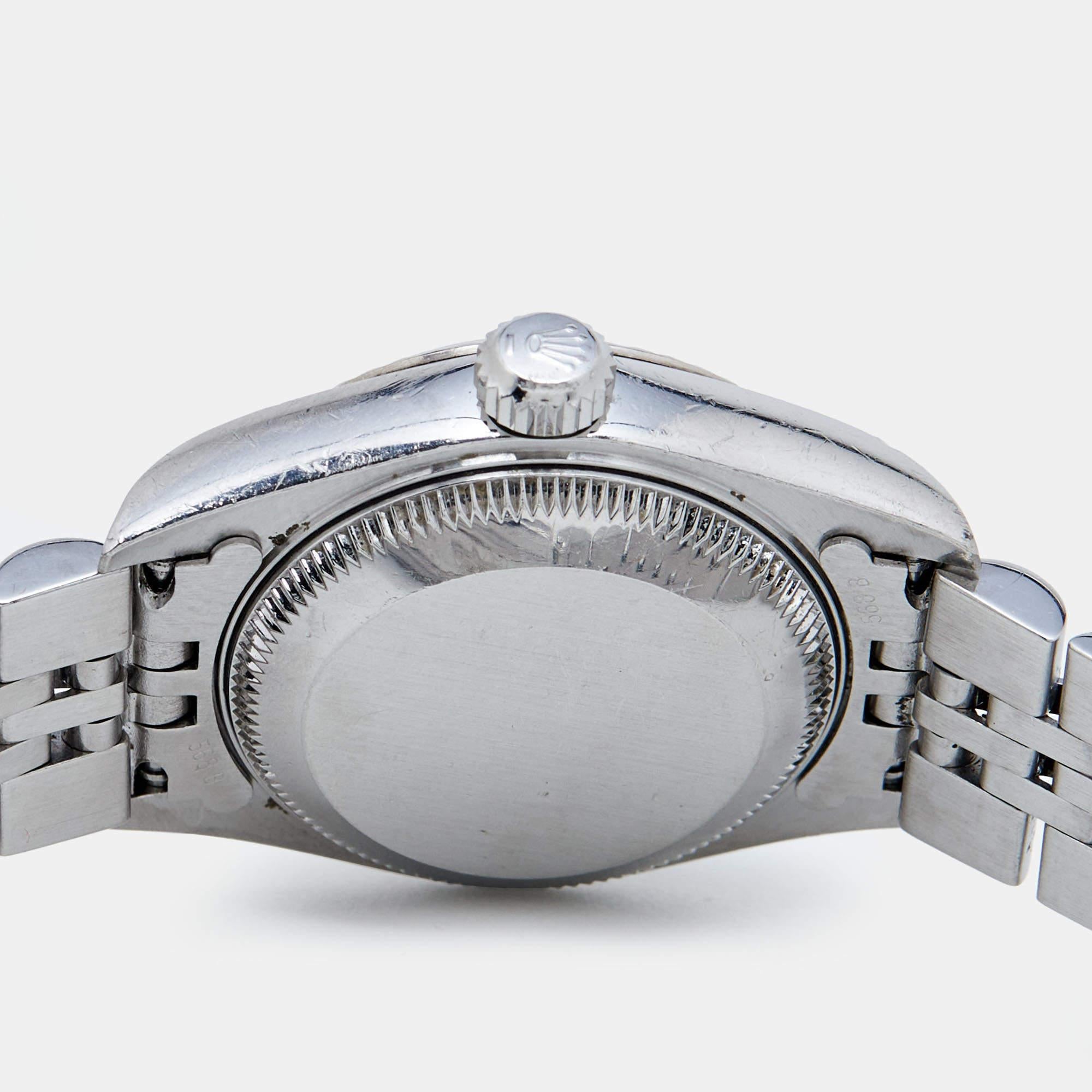 Rolex Silver 18K White Gold Stainless Steel Diamond Datejust 79174 Women's Wrist 2