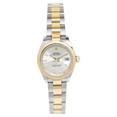 Rolex Silver 18K Yellow Gold Oystersteel Datejust Women's Wristwatch 28 mm