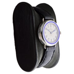 Rolex Silver Art Deco Ladies Watch circa 1915 with Kiln Fired Enamel Bezel