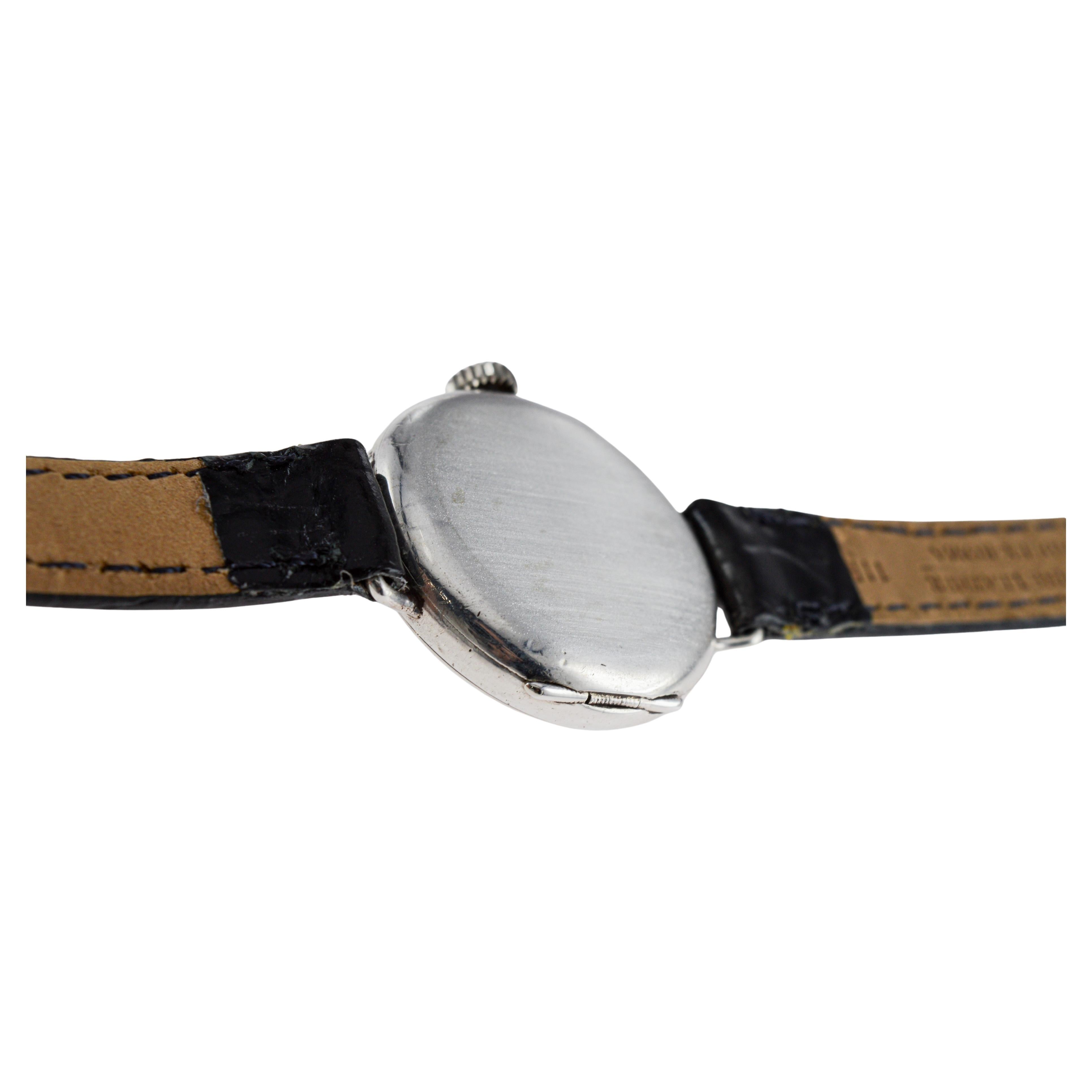 Rolex Silver Campaign Style Ladies Watch with Breguet Engine Turned Dial 1916 For Sale 9