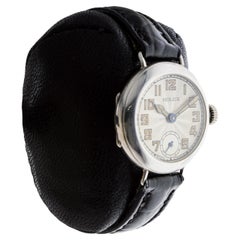 Rolex Silver Campaign Style Ladies Watch with Breguet Engine Turned Dial 1916