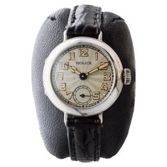 Rolex Silberne Damenuhr im Campaign Style mit gedrechseltem Breguet-Automatik-Zifferblatt 1916