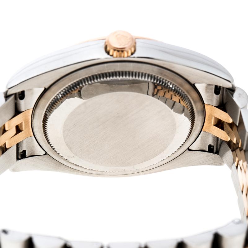 Rolex Silver Diamond Stainless Steel & 18k Rose Gold Datejust 116231 Women's Wri In Good Condition In Dubai, Al Qouz 2