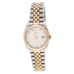 Rolex Silver Diamond Stainless Steel & 18k Rose Gold Datejust 116231 Women's Wri