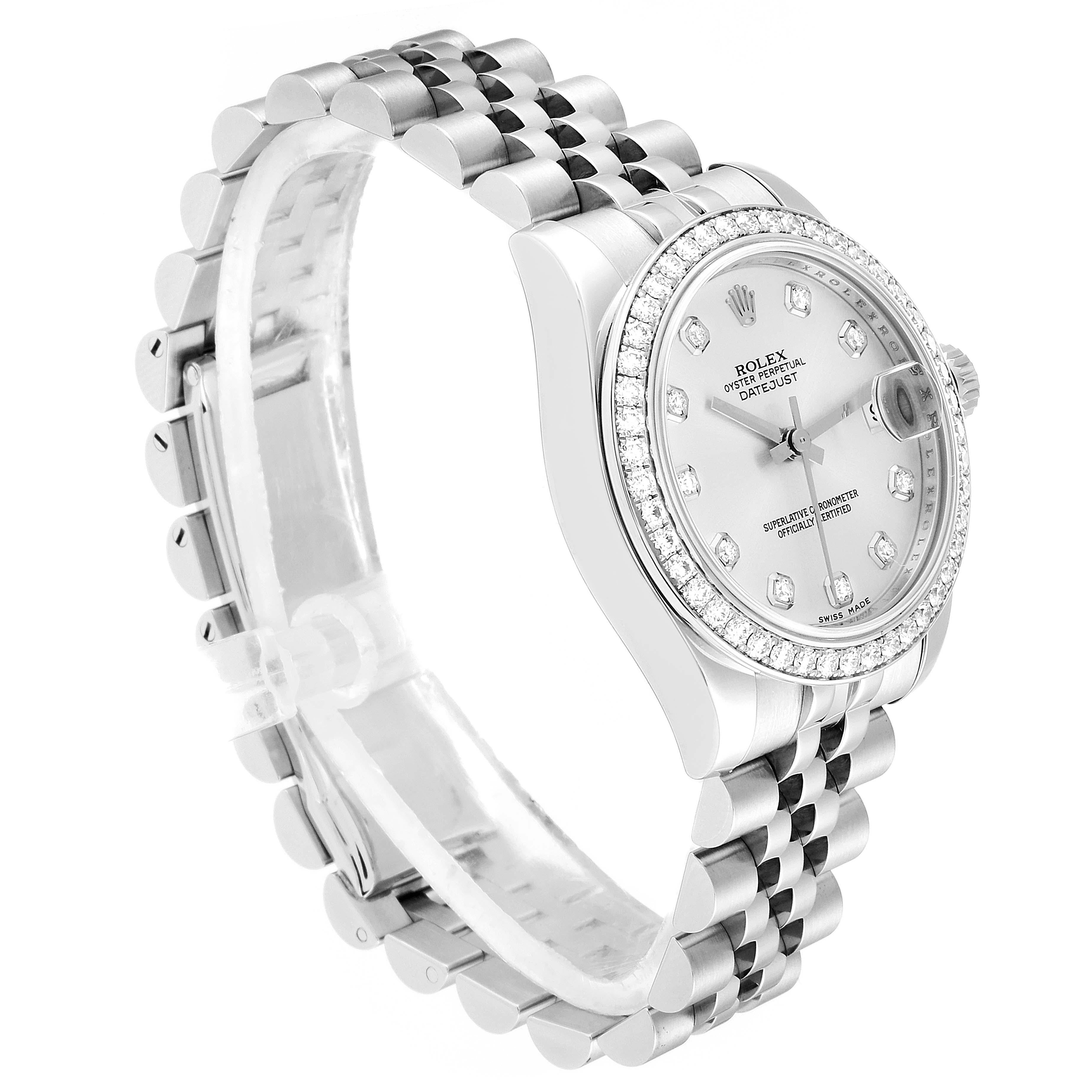 Rolex Silver Diamonds 18K White Gold Datejust 178384 Women's Wristwatch 31 MM 5