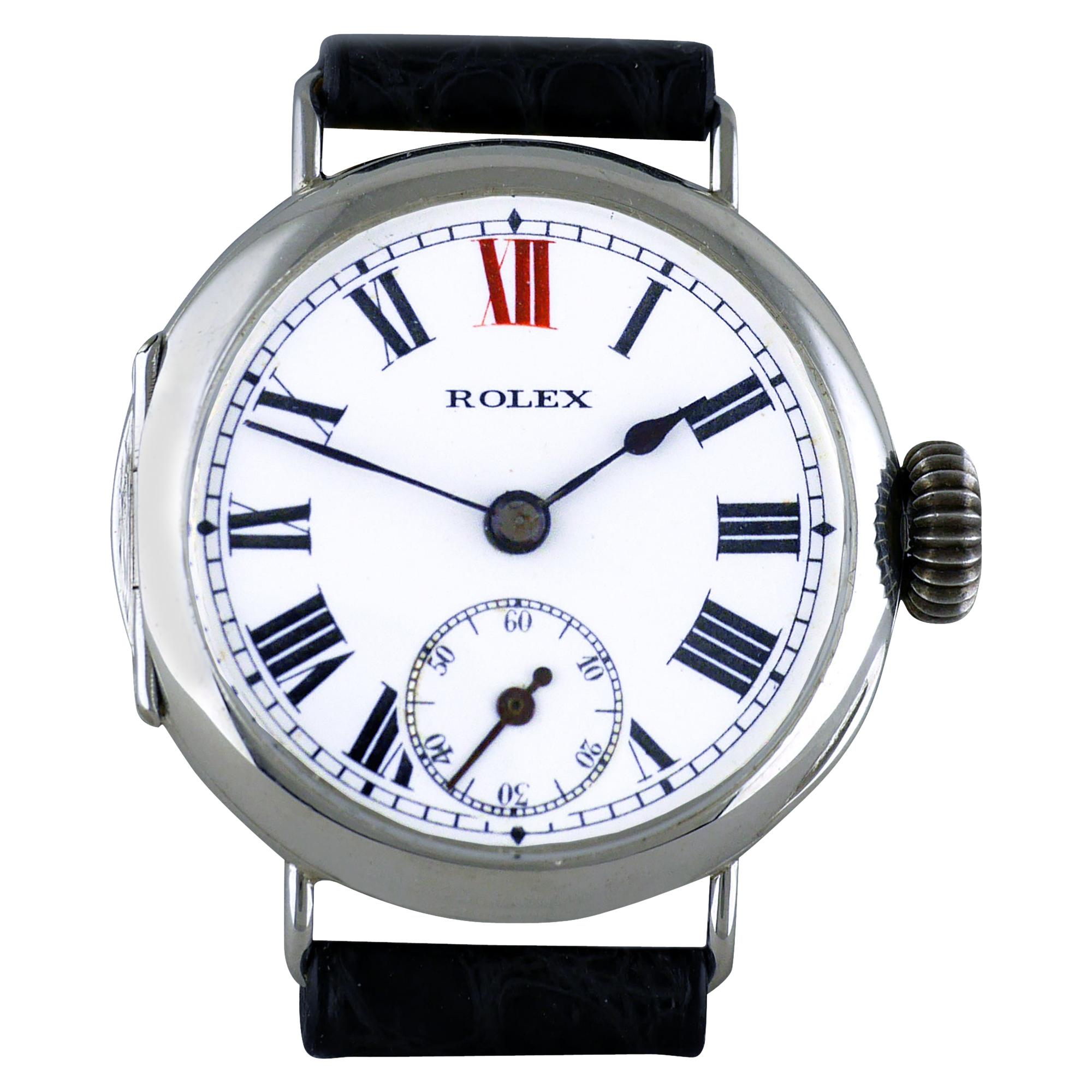 Rolex Silver Officers Trench Watch 