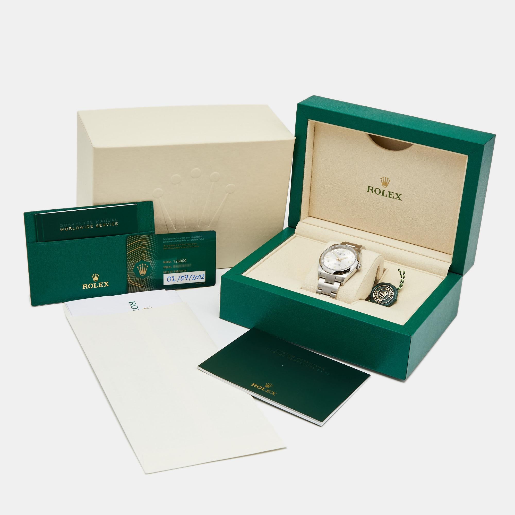 Rolex Silver Oyster Perpetual M126000-0001 Men's Wristwatch 36 mm 1