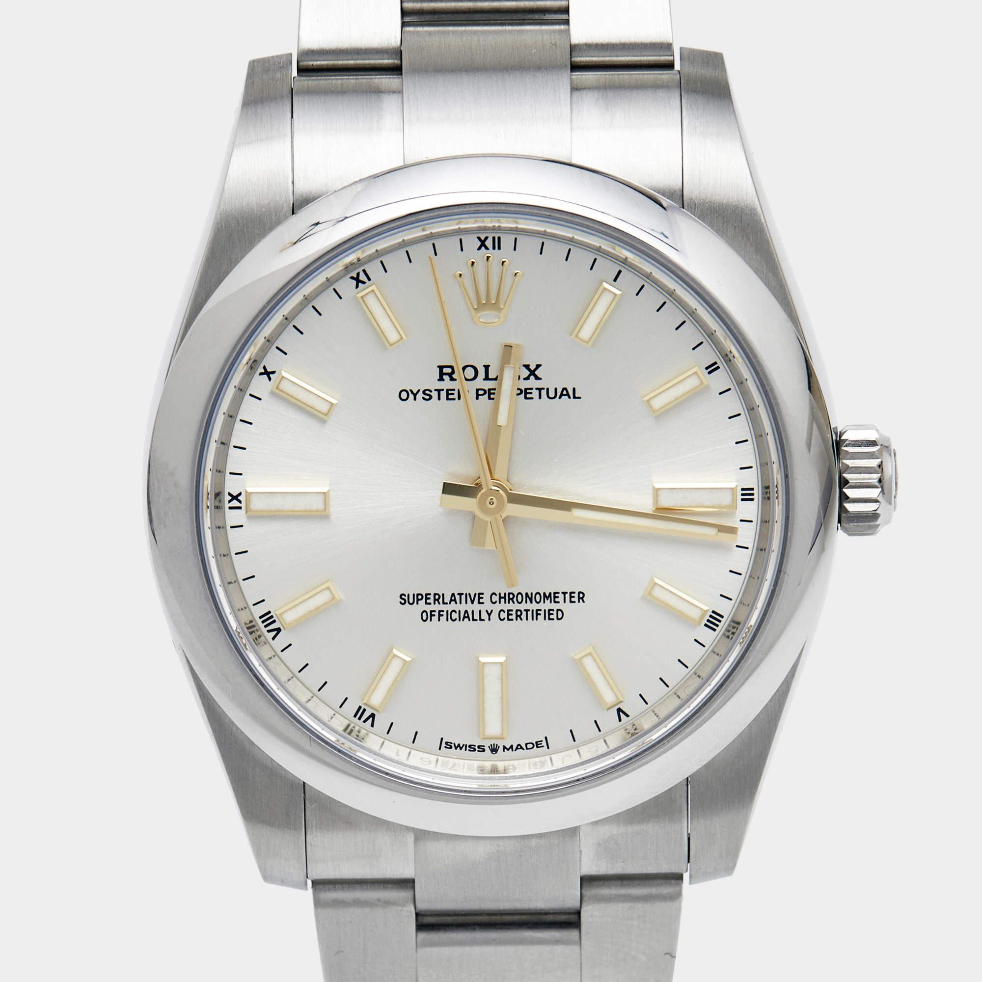 Rolex Silver Oystersteel Oyster Perpetual 124200-0001 Women's Wristwatch 34 mm 1