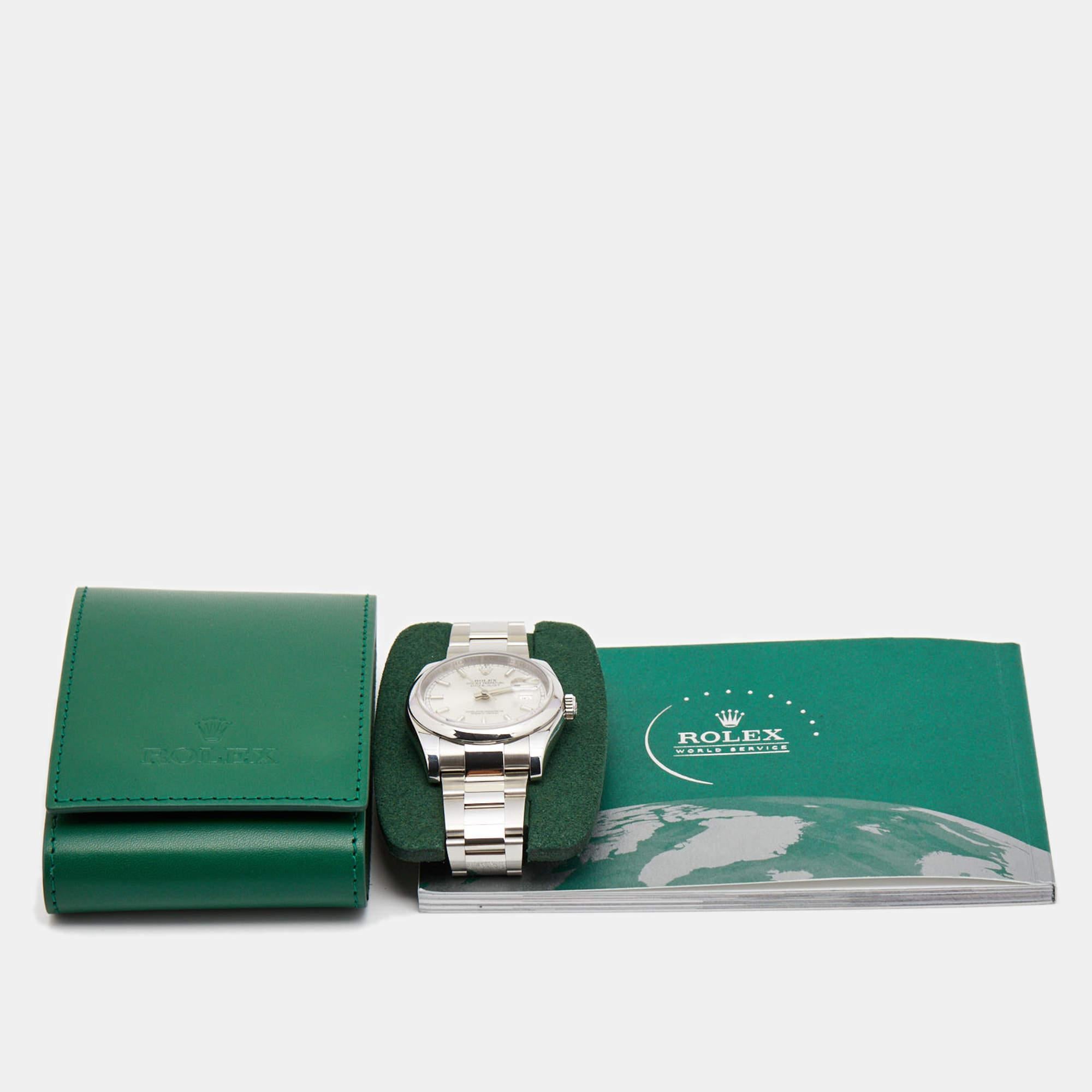 Rolex Silver Stainless Steel Datejust 116200 Unisex Wristwatch 36 mm 3