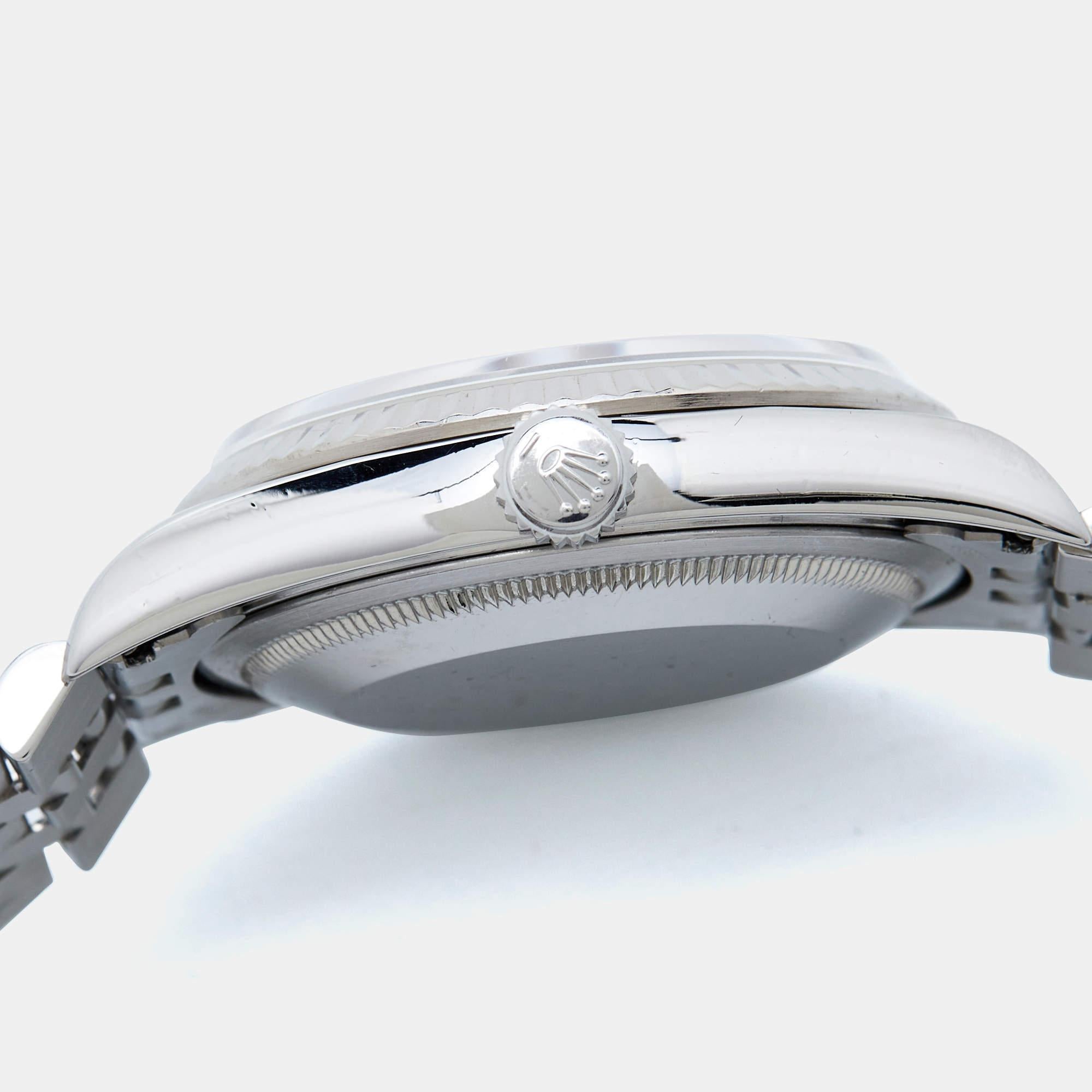 Rolex Silver Sunburst 18K White Gold Stainless Steel Datejust 16234 Men's Wristw 2
