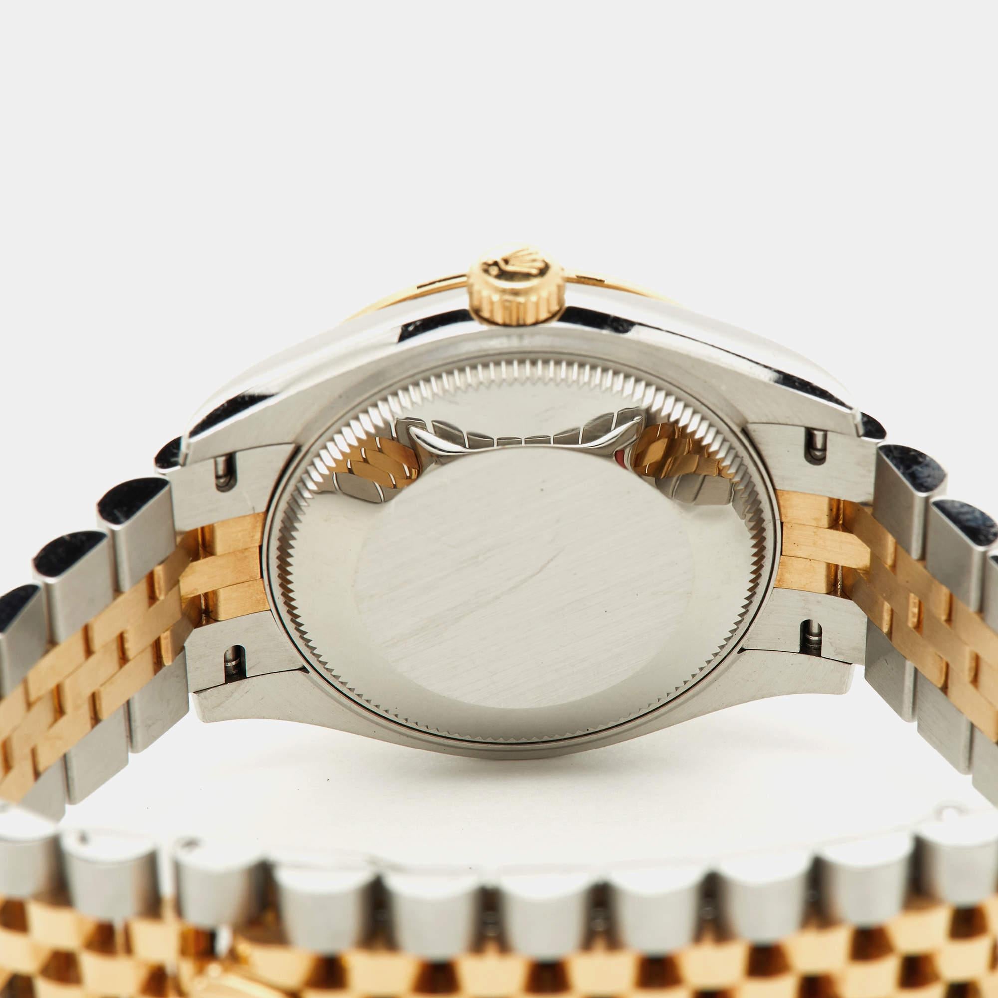 Rolex SIlver Sunburst 18K Yellow Gold Diamond Datejust Women's Wristwatch 31 mm 1