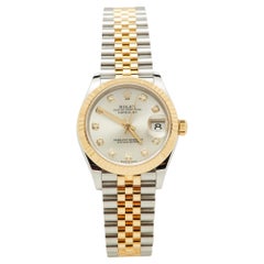 Rolex SIlver Sunburst Or jaune 18K Diamant Datejust Montre-bracelet femme 31 mm