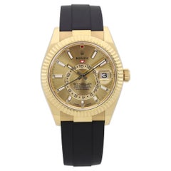 Rolex Sky-Dweller 18k Gold Oyster Flex Champagne Index Dial Mens Watch 326238