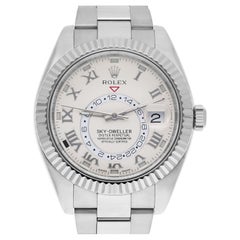 Rolex Sky Dweller 18k White Gold Ivory White Roman Dial 42mm Complete 326939