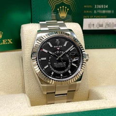 Rolex Sky-Dweller 42mm 336934 Steel Black Dial Automatic Mens Watch Box Papers