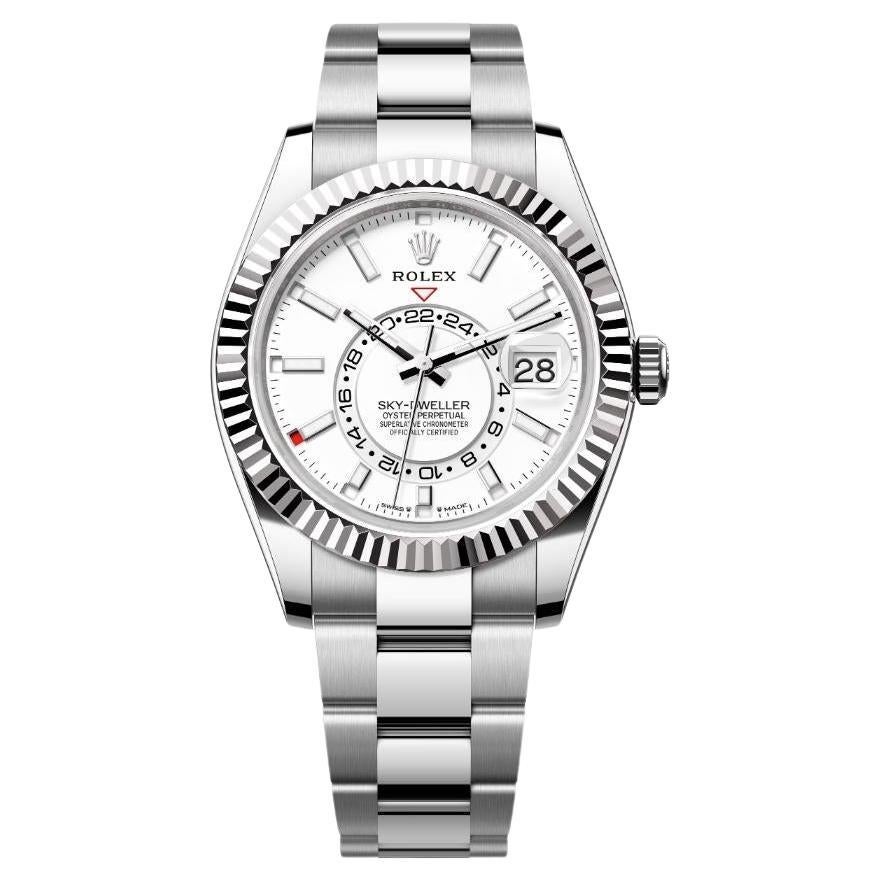 Rolex Sky Dweller 18K White Gold Steel White Dial Oyster Mens Watch 336934 For Sale