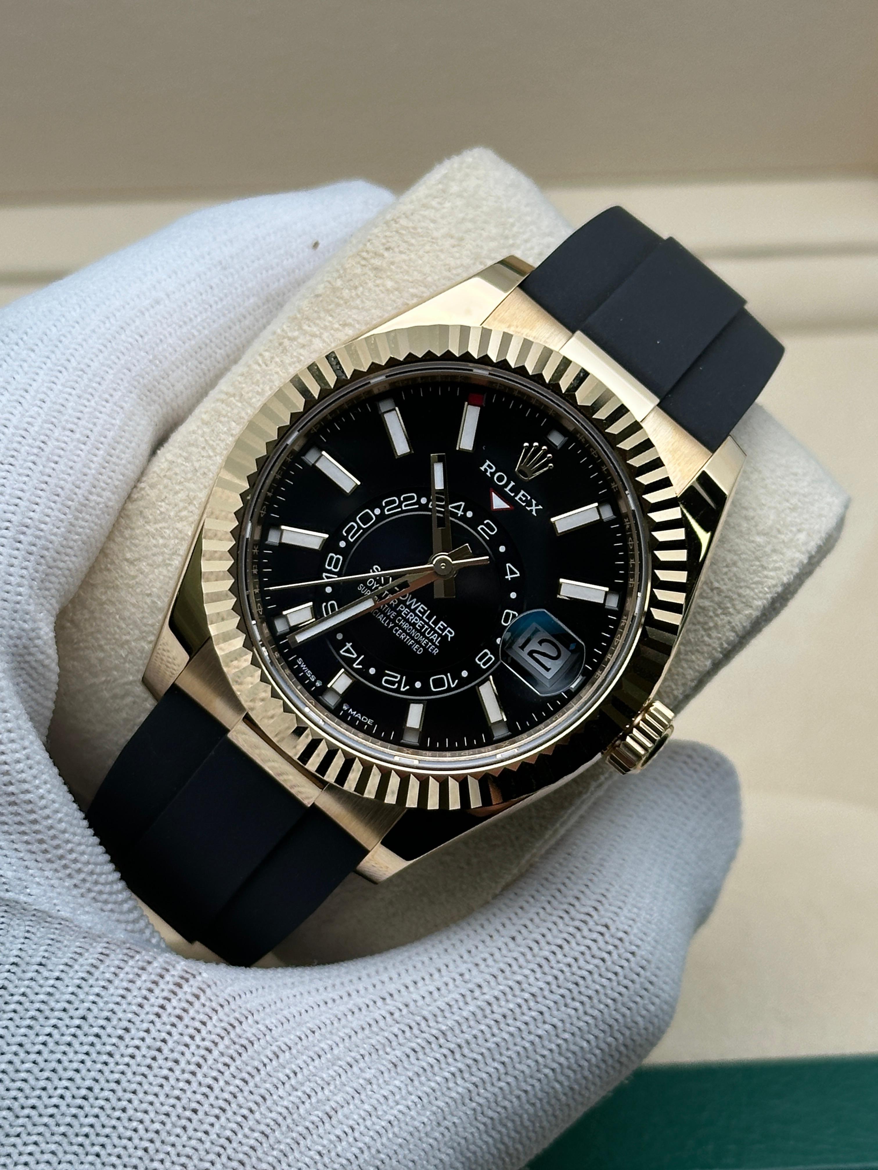 Rolex Sky-Dweller 18k Yellow Gold Black Dial Automatic Watch 336238 For Sale 3