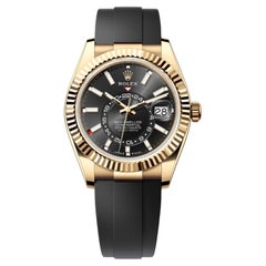 Rolex Sky-Dweller 18k Gelbgold Schwarzes Zifferblatt Automatikuhr 336238