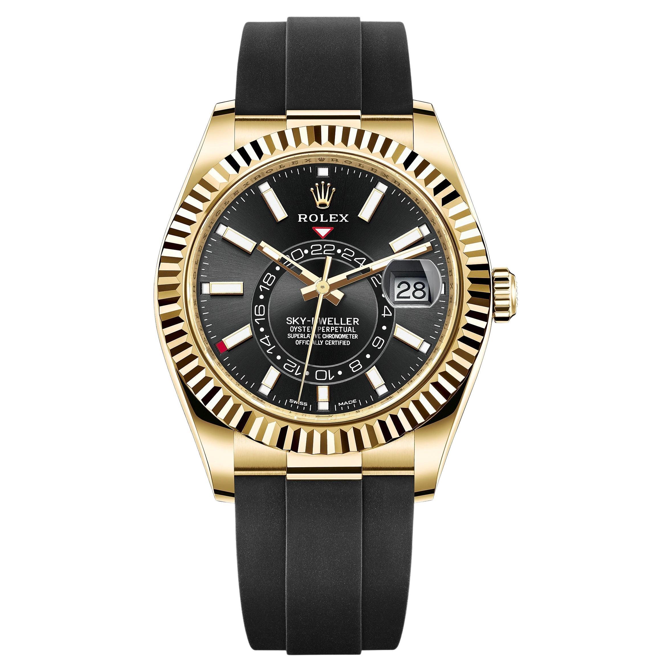 Rolex Sky-Dweller, 18k Yellow Gold, Black, Ref# 326238, Unworn Watch, 2021 For Sale