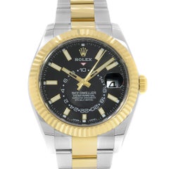 NEW Rolex Sky Dweller 18k Yellow Gold Steel Black Dial Automatic Watch 326933