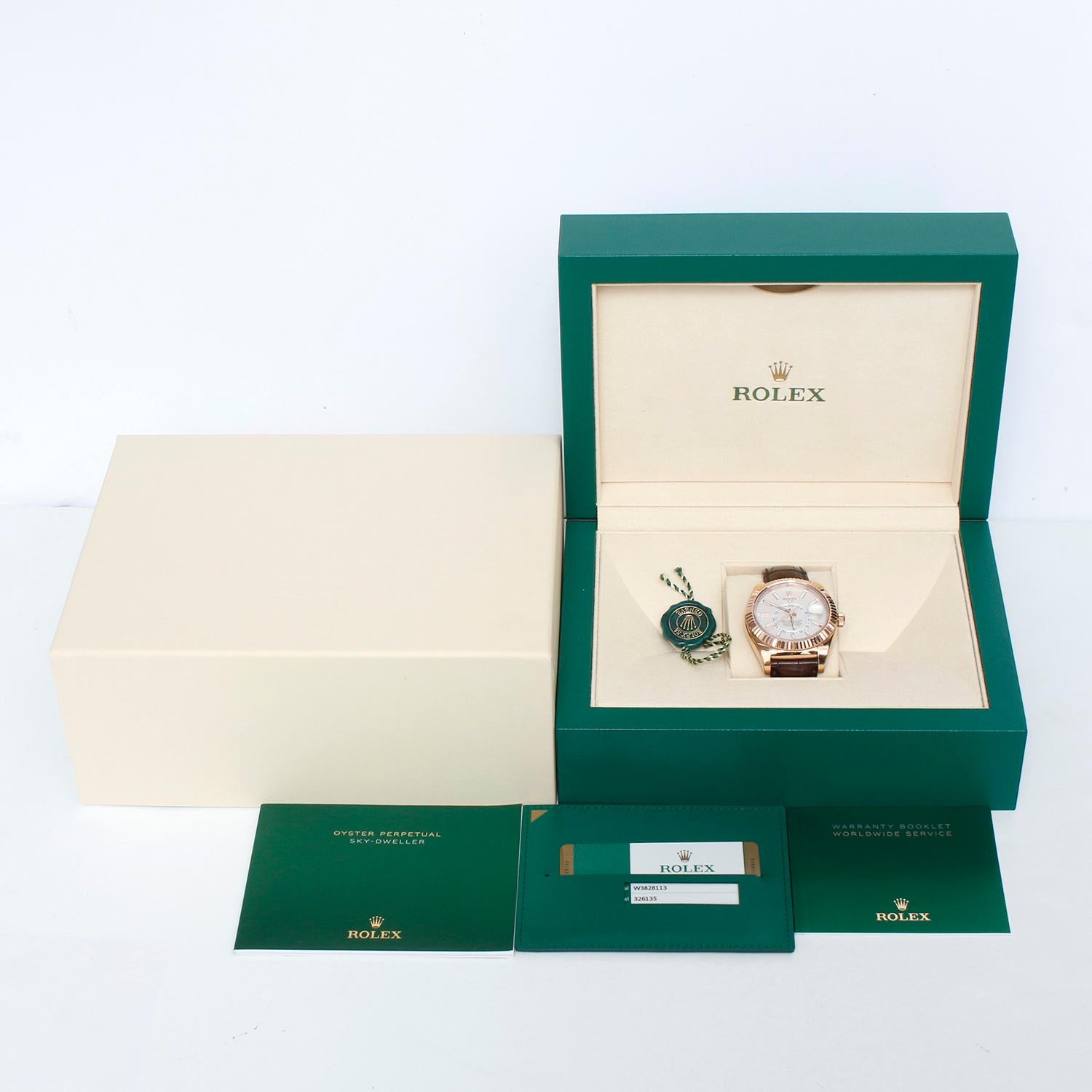 Rolex Sky-Dweller 326135 Men's 18k Rose Gold Annual Calendar GMT Watch  For Sale 4