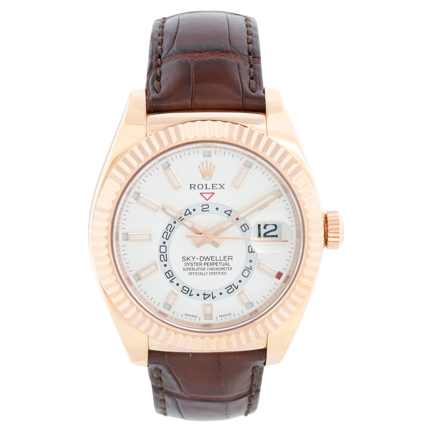 Rolex Sky-Dweller 326135 Men's 18k Rose Gold Annual Calendar GMT Watch  For Sale