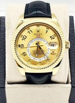 Rolex Sky Dweller 326138 Champagne Dial 18K Yellow Gold Leather Box Paper