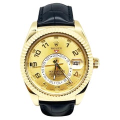 Rolex Sky Dweller 326138 Champagne Dial 18K Yellow Gold Leather Box Paper