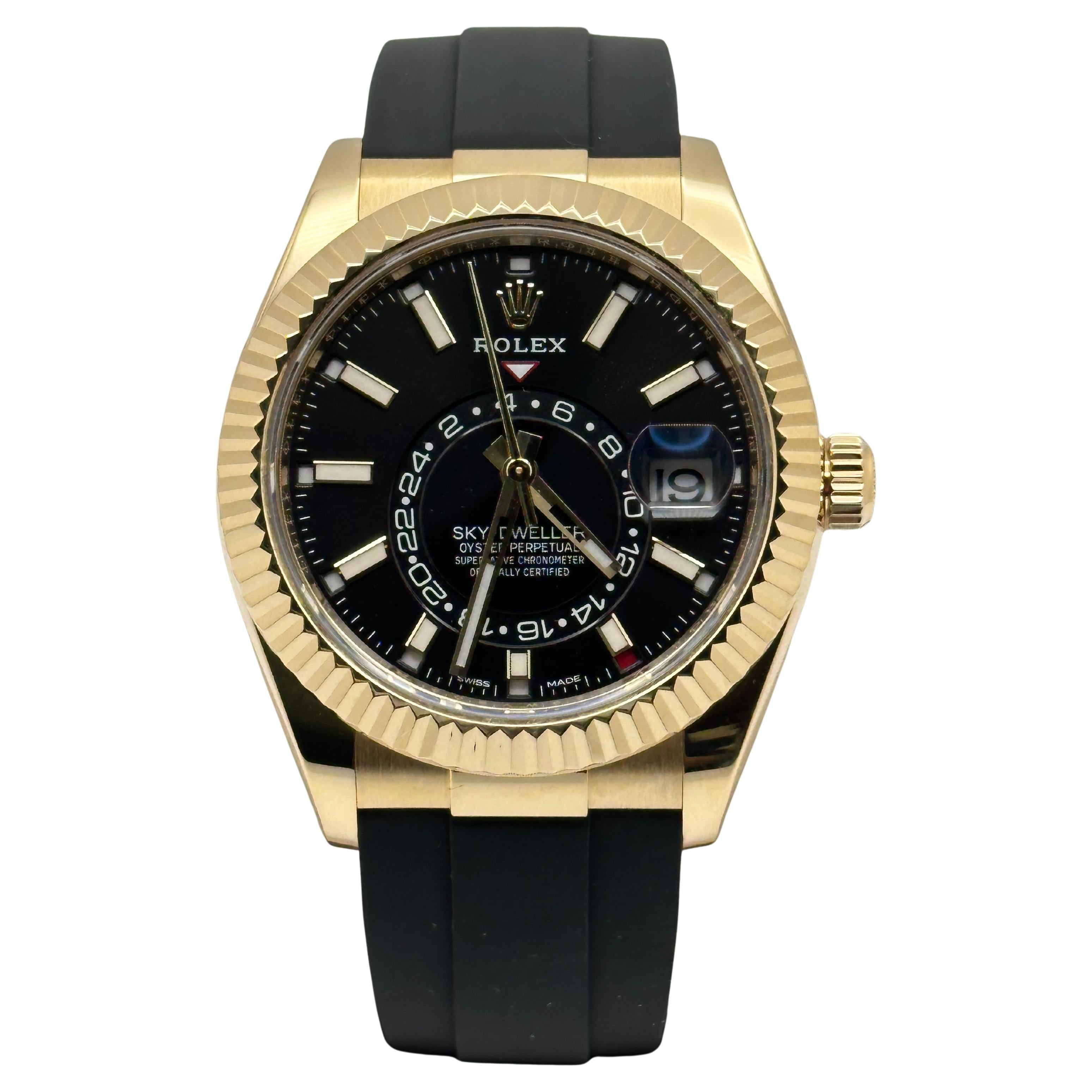 Rolex Sky Dweller 326238 Esfera Negra Oro Amarillo 18K Correa Oysterflex Caja Papel