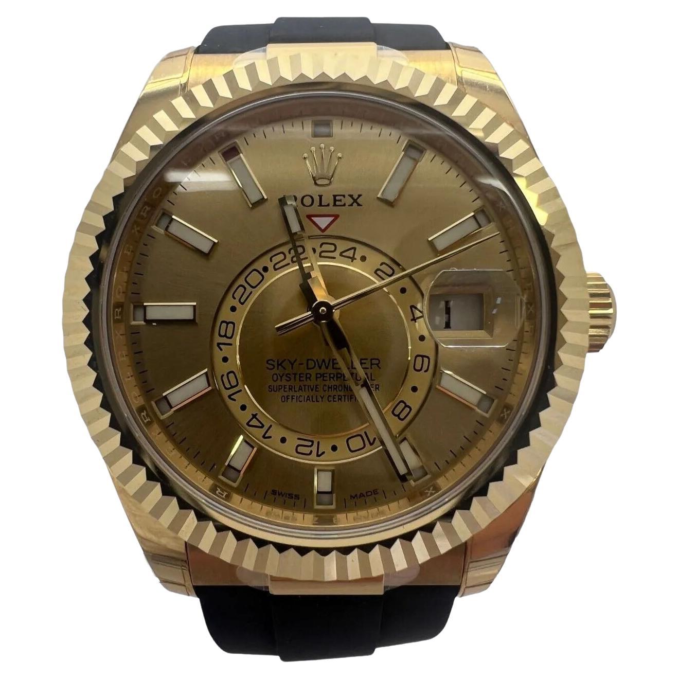 Rolex Sky-Dweller 326238 Yellow Gold Champagne Dial Men's Watch 2022 For Sale