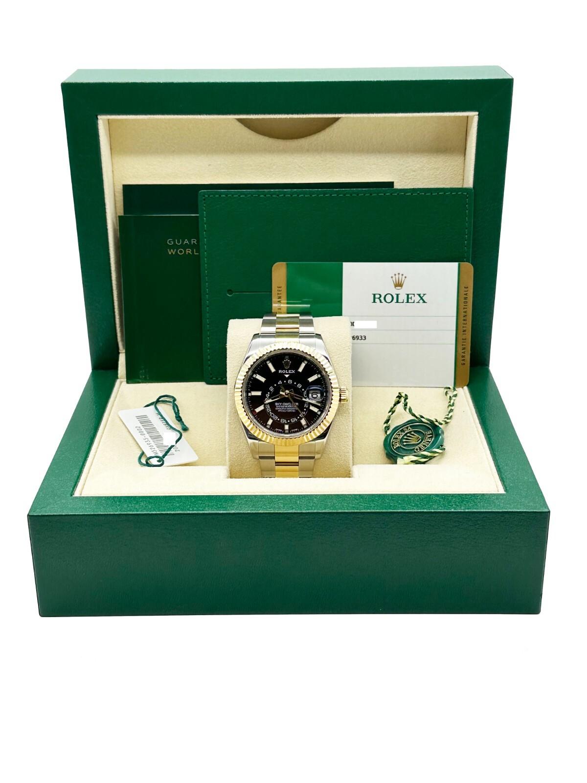 Rolex Sky Dweller 326933 42mm Black Dial 18K Yellow Gold Stainless Box Paper 2