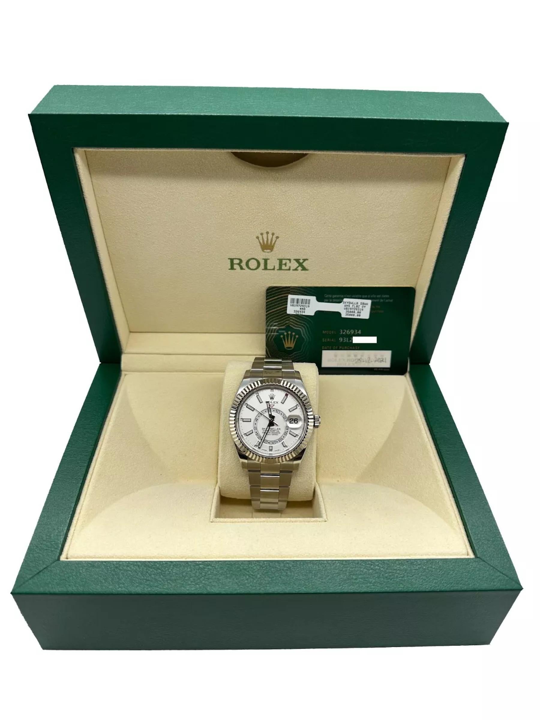 Men's Rolex Sky Dweller 326934 White Dial Stainless Steel Box Paper 2021 For Sale